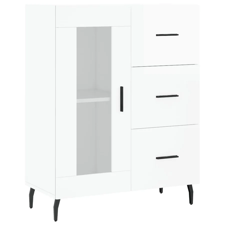 Buffet haut Blanc brillant 69,5x34x180 cm Bois d'ingénierie - 7