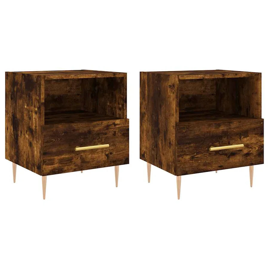 Tables de chevet 2pcs chêne fumé 40x35x47,5cm bois d’ingénierie - 2