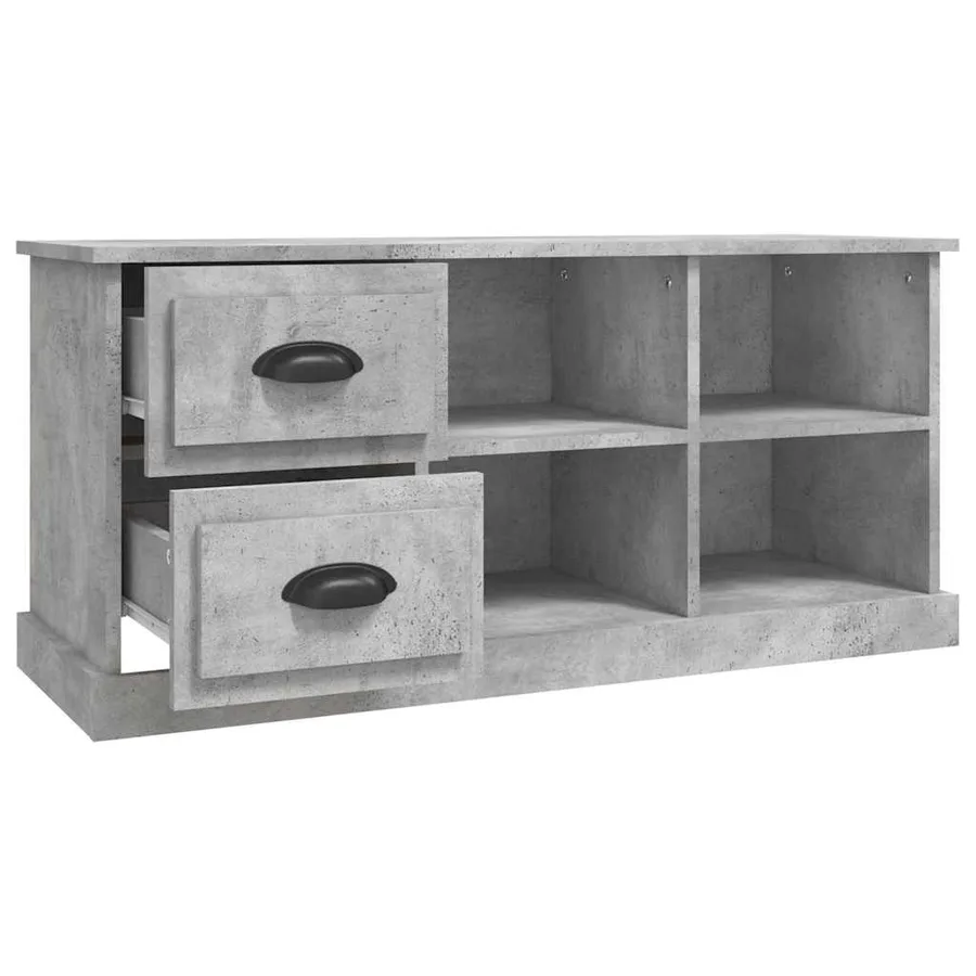 Meuble TV gris béton 102x35,5x47,5 cm bois d'ingénierie - 7