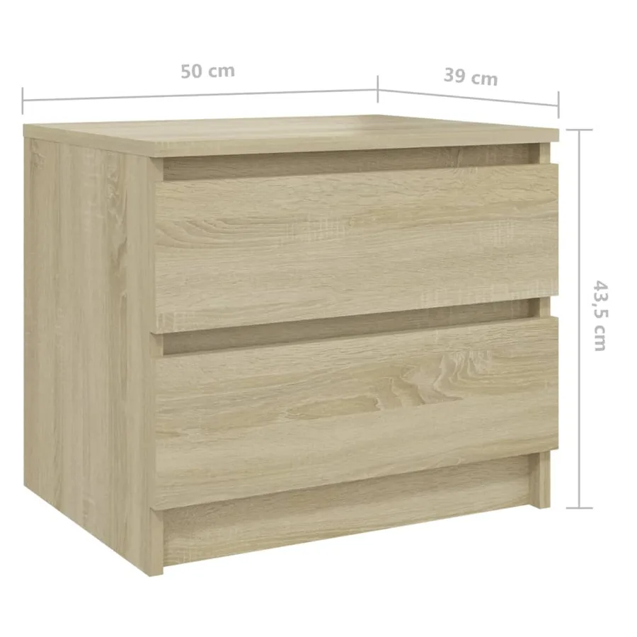Tables de chevet 2pcs chêne sonoma 50x39x43,5cm bois ingénierie - 8