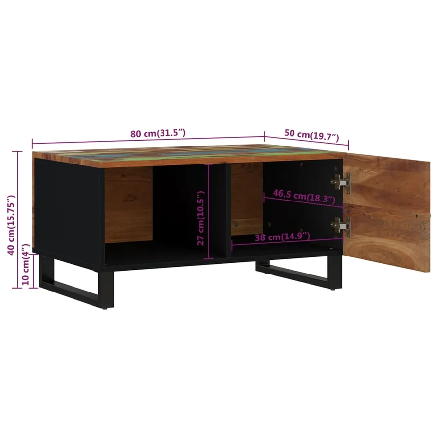 Table basse 80x50x40 cm Bois de récupération et d'ingénierie - 10