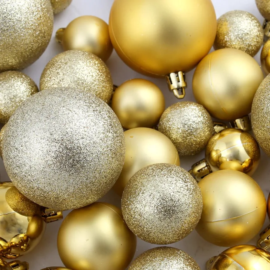 Ensemble de boules de Noël 100 pcs 3/4/6 cm Doré - 11