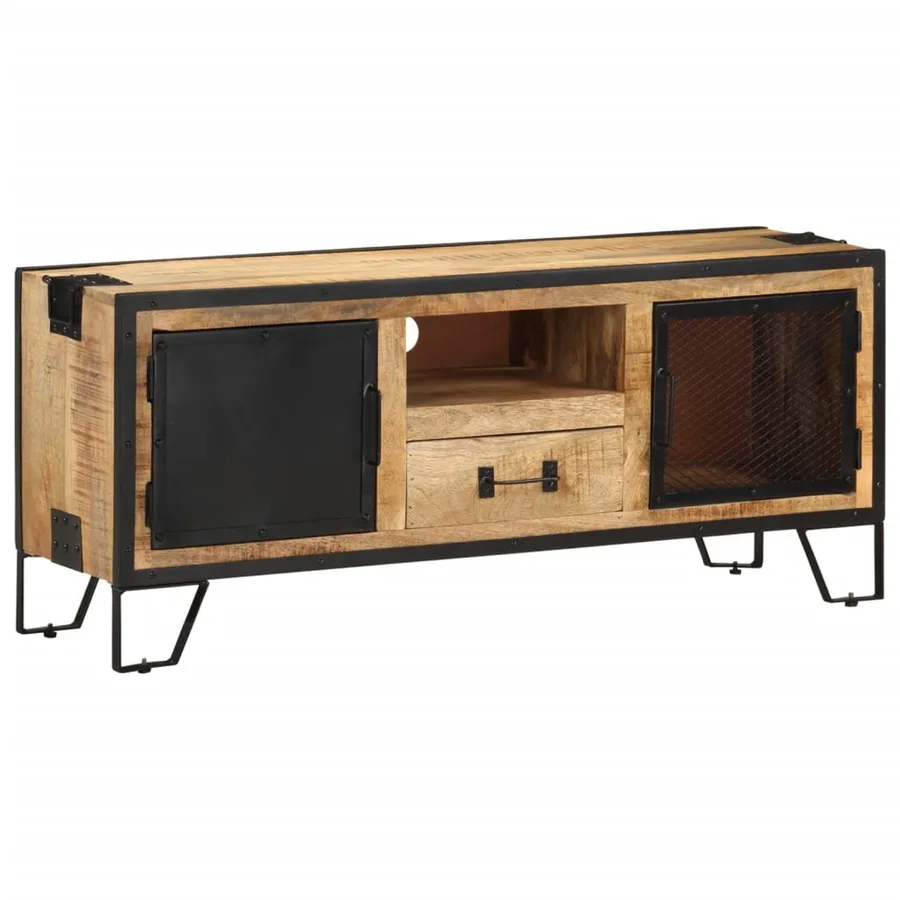 Meuble TV 110x31x46 cm Bois de manguier brut - 12
