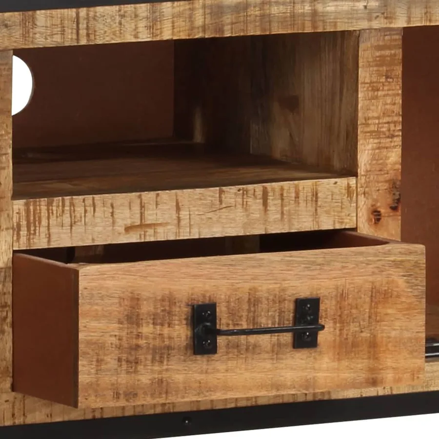 Meuble TV 110x31x46 cm Bois de manguier brut - 8
