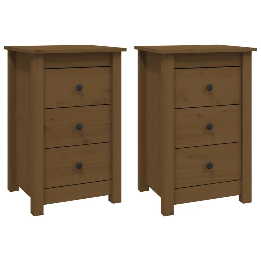 Tables de chevet 2 pcs Marron miel 40x35x61,5 cm Pin solide - 2