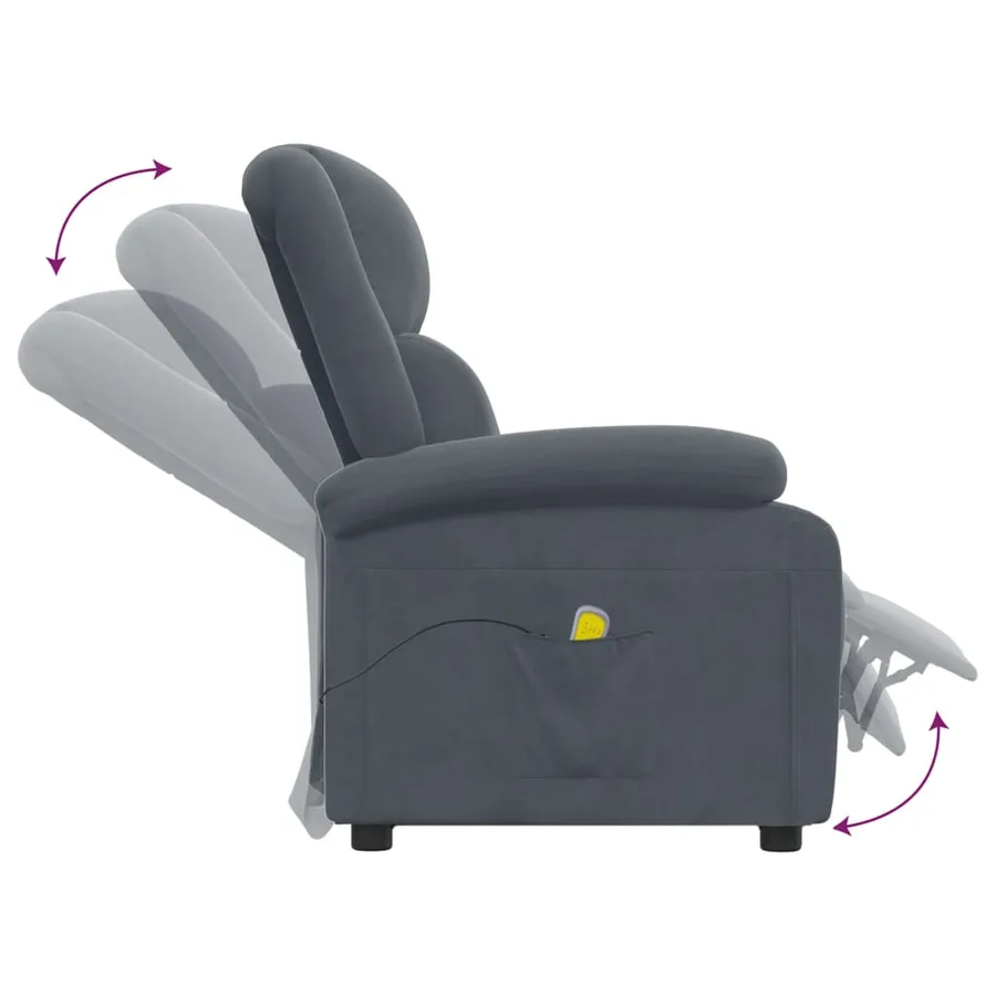 Fauteuil de massage Gris foncé velours - 6