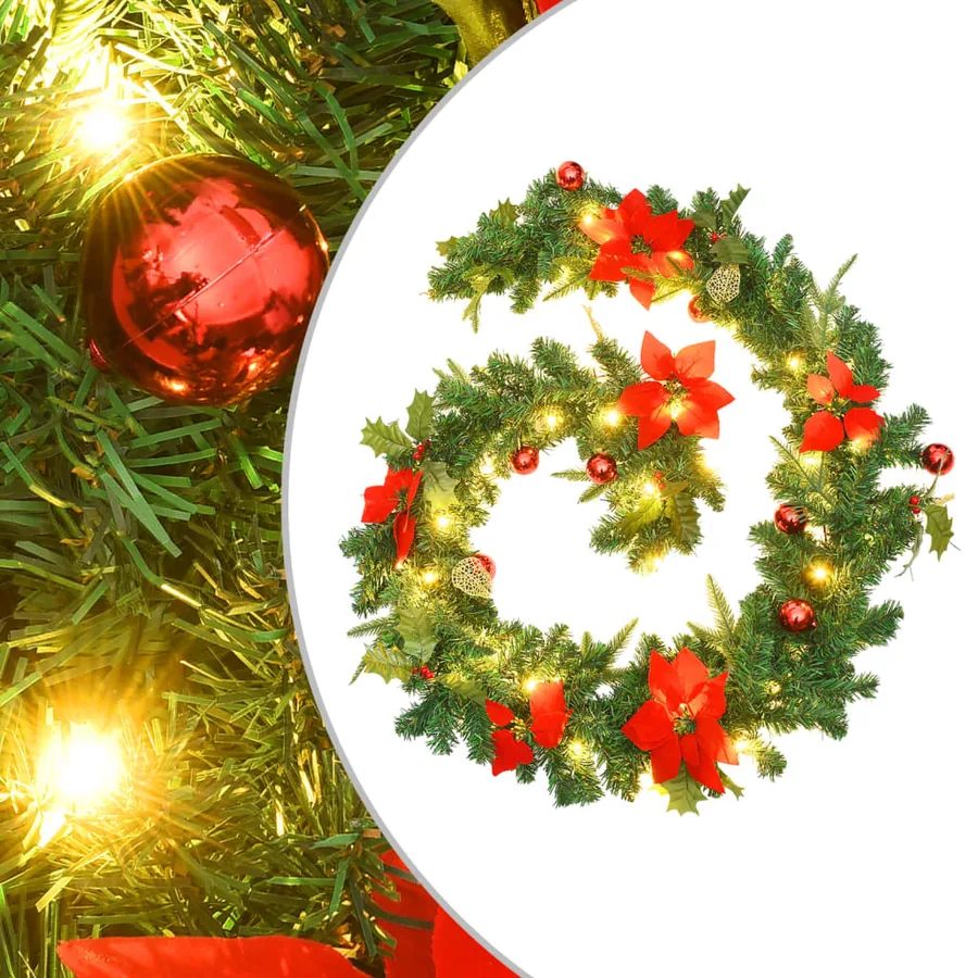 Guirlande de Noël avec lumières LED Vert 2,7 m PVC