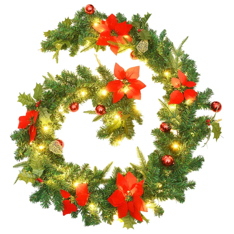 Guirlande de Noël avec lumières LED Vert 2,7 m PVC - 2