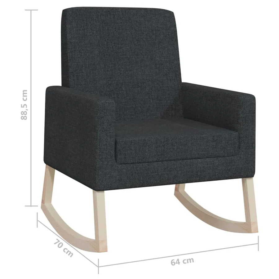 Chaise à bascule Noir Tissu - 8