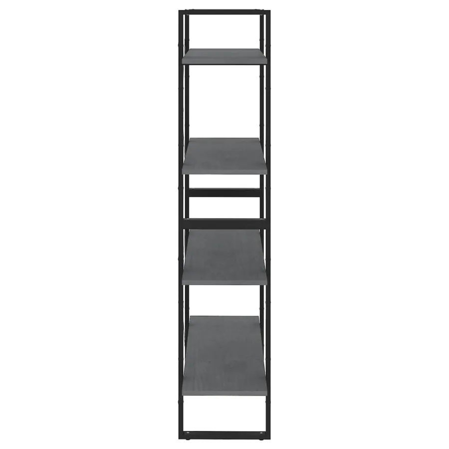 Bibliothèque à 4 niveaux Gris 80x30x140 cm Bois de pin massif - 6