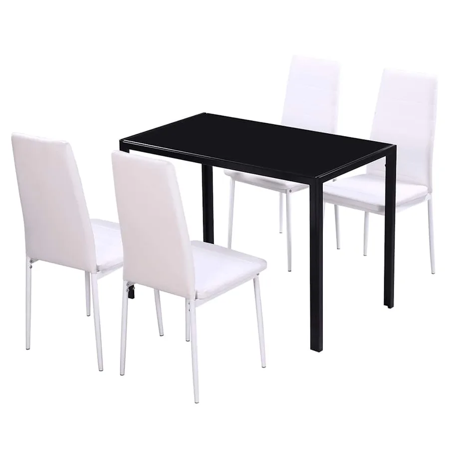 Ensemble de table à manger cinq pièces noir et blanc - 2