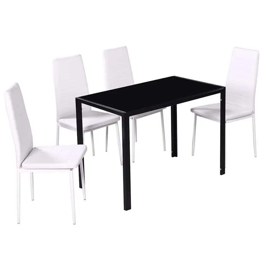 Ensemble de table à manger cinq pièces noir et blanc - 3