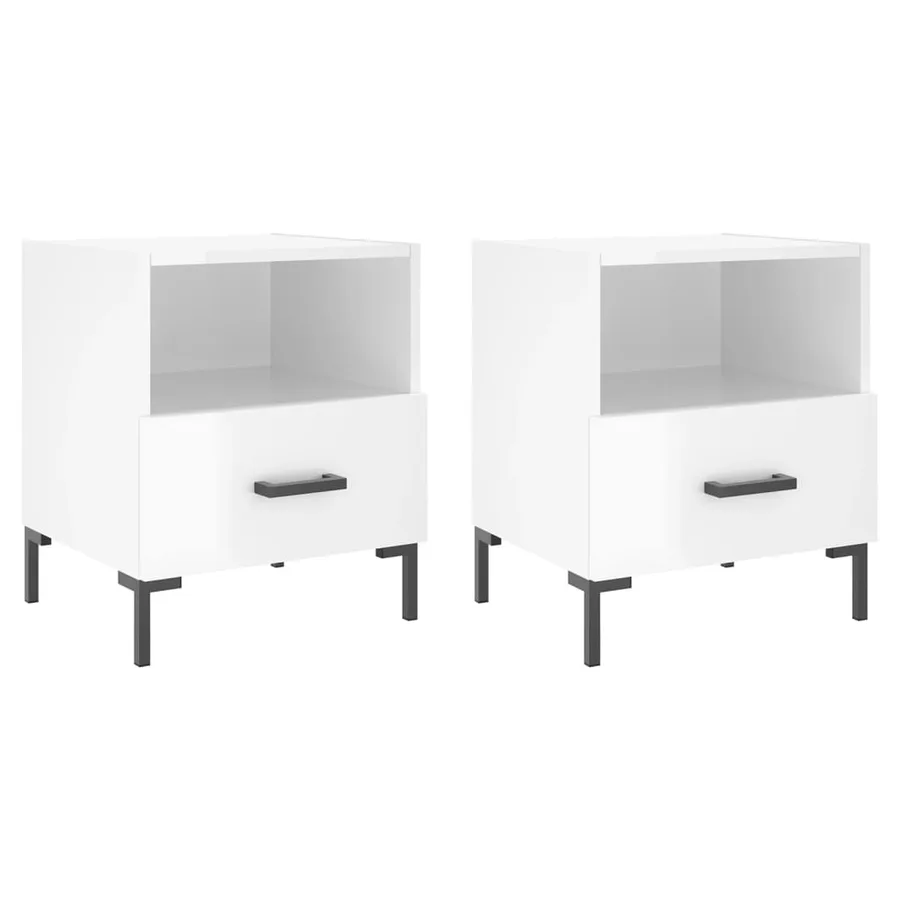 Tables de chevet 2 pcs blanc brillant 40x35x47,5 cm - 2