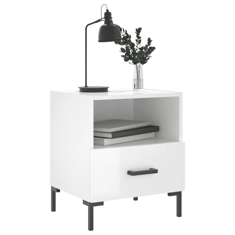 Tables de chevet 2 pcs blanc brillant 40x35x47,5 cm - 4