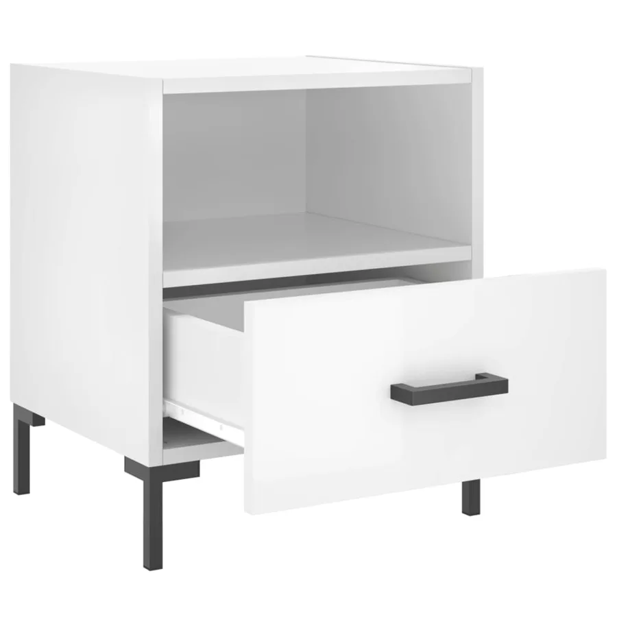 Tables de chevet 2 pcs blanc brillant 40x35x47,5 cm - 5