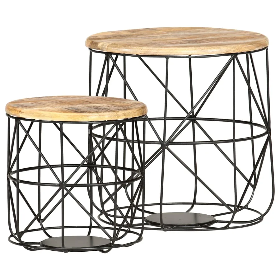 Tables basses 2 pcs Bois solide de manguier - 9