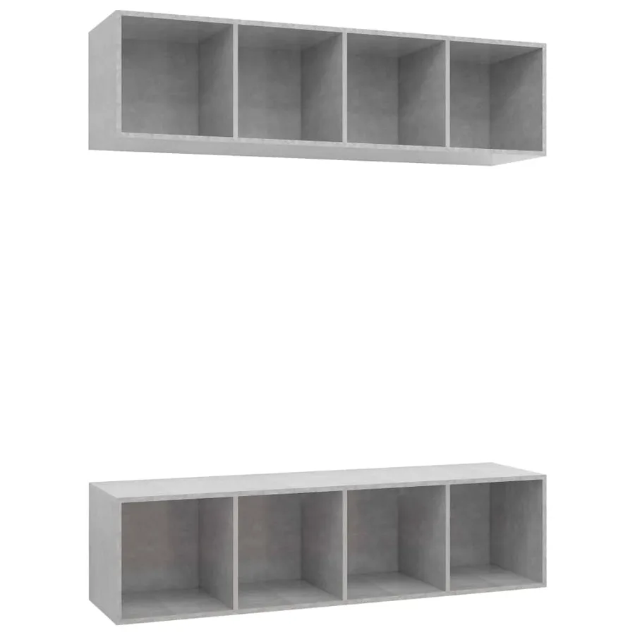 Meubles TV muraux 2 pcs Gris béton Bois d'ingénierie - 2