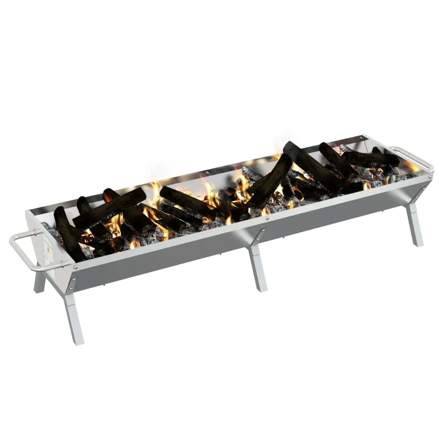 Plateau pour barbecue Argenté 158x42x31 cm Acier inoxydable - 3