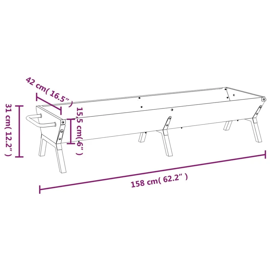 Plateau pour barbecue Argenté 158x42x31 cm Acier inoxydable - 7