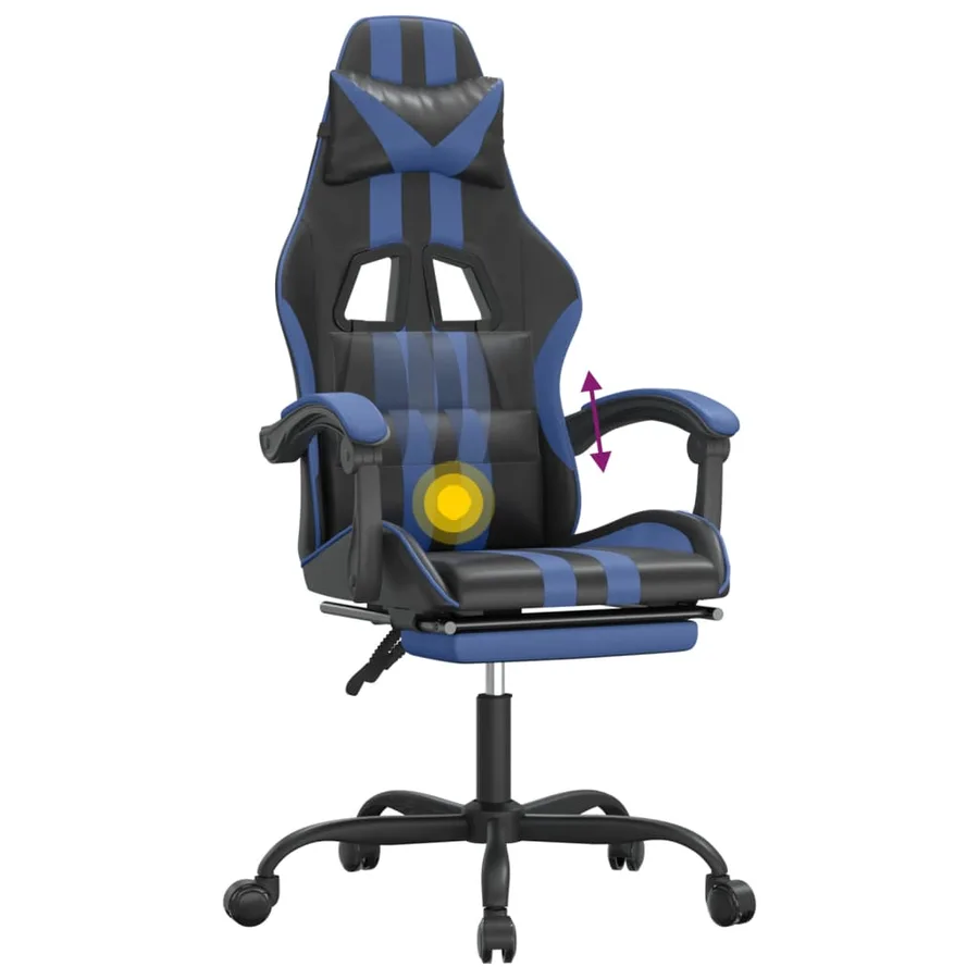 Chaise de jeu pivotante et repose-pied Noir et bleu Similicuir - 12