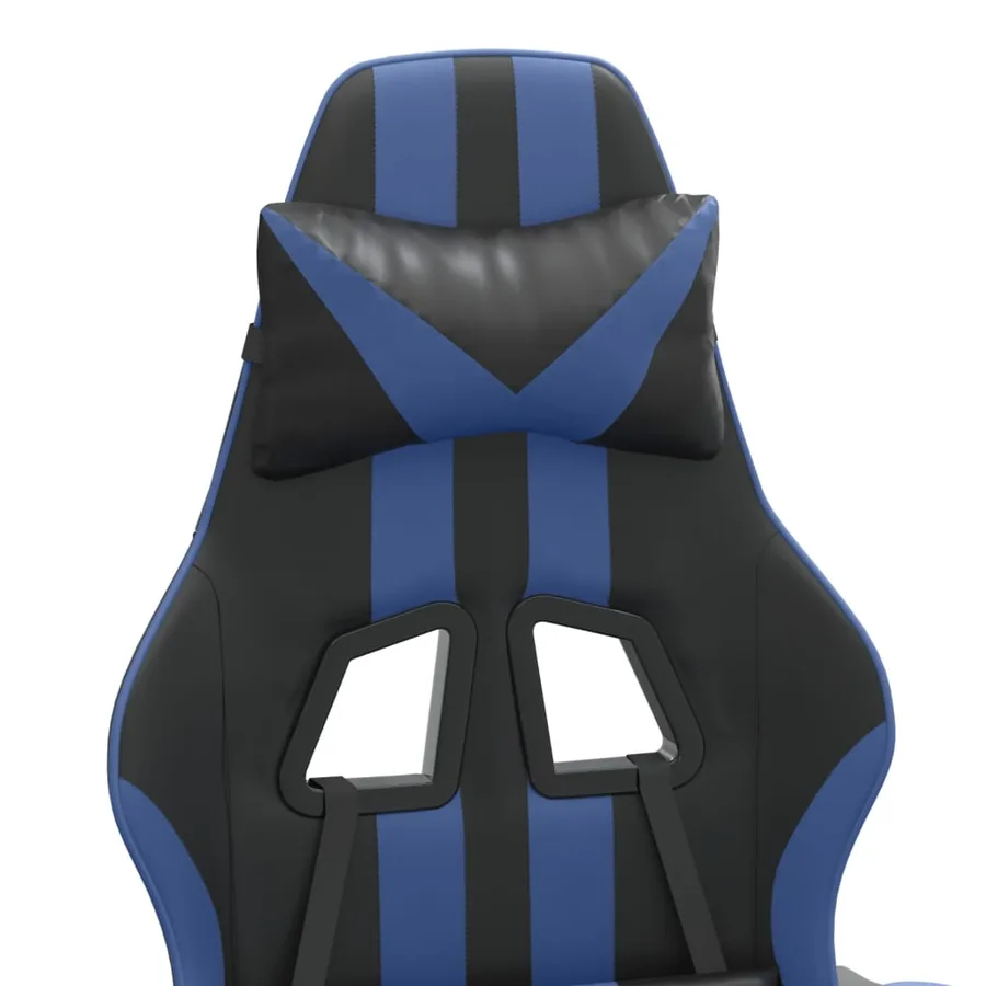 Chaise de jeu pivotante et repose-pied Noir et bleu Similicuir - 8