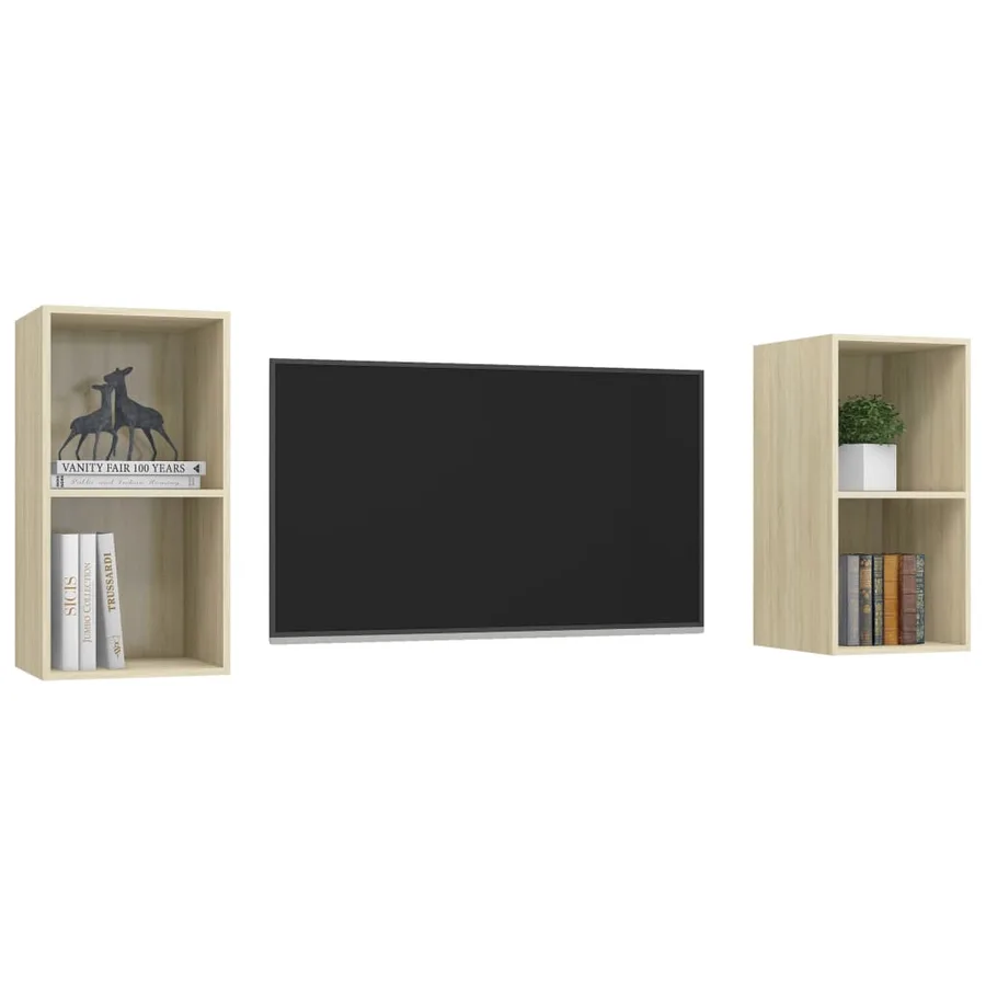 Meubles TV muraux 2 pcs Chêne sonoma Bois d'ingénierie - 3