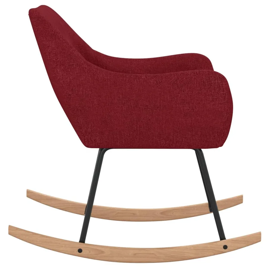 Chaise à bascule Rouge bordeaux Tissu - 5