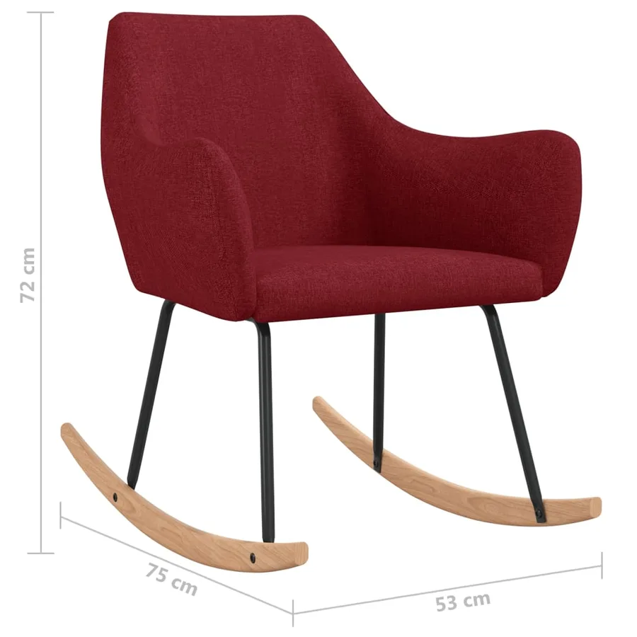 Chaise à bascule Rouge bordeaux Tissu - 8