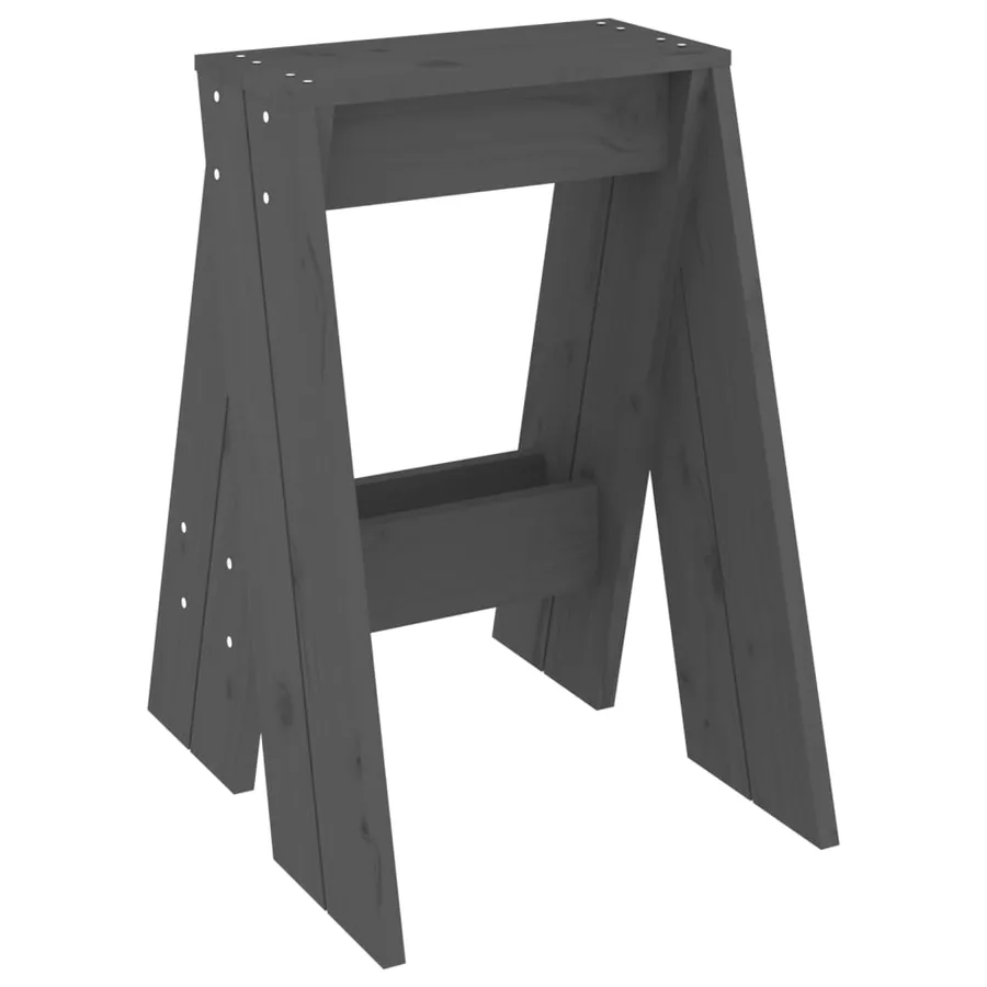 Tabourets lot de 2 gris 40x40x60 cm bois massif de pin - 5