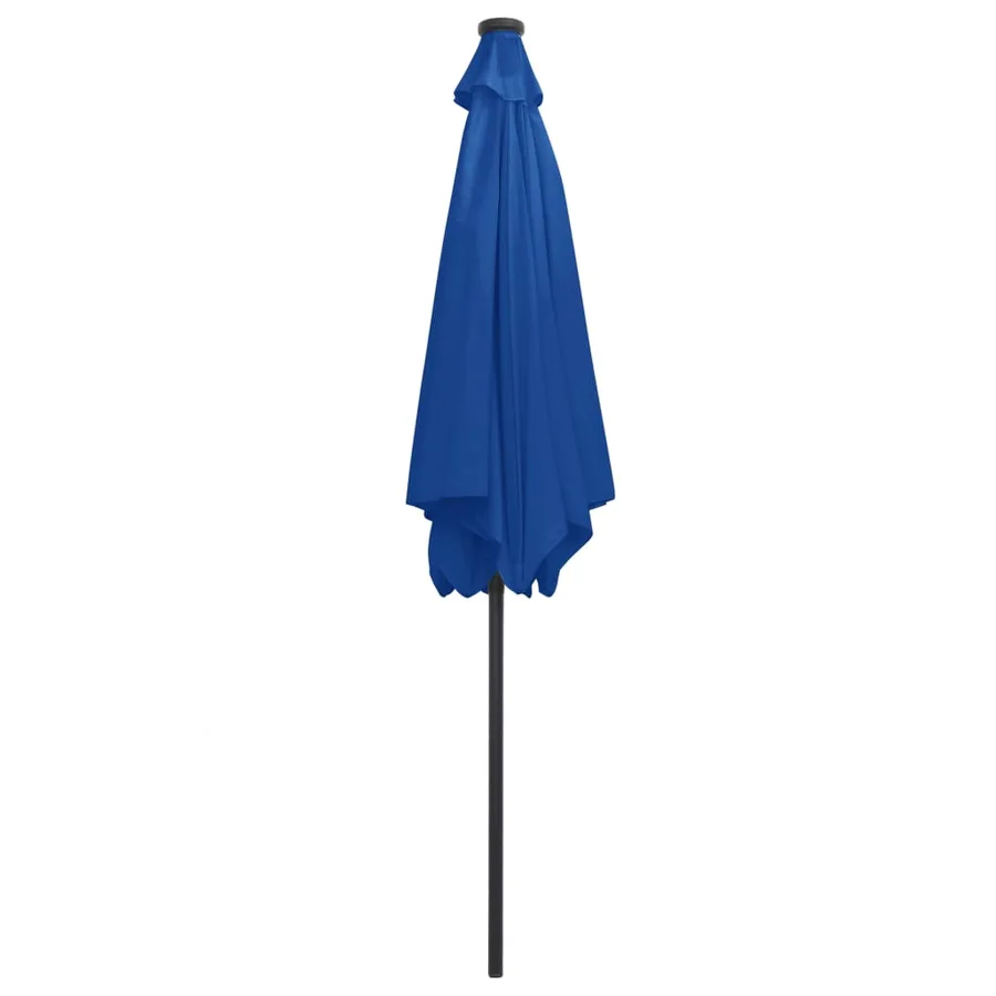 Parasol de jardin et lumières LED mât en aluminium bleu azuré - 4