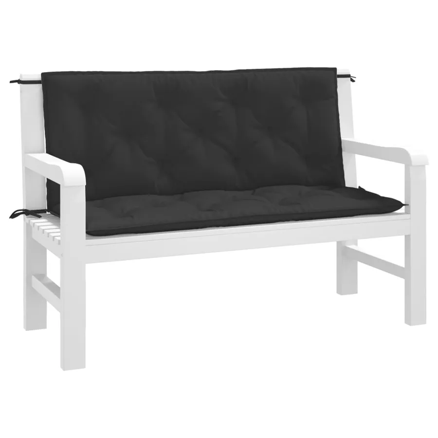 Coussins de banc jardin lot de 2 noir 120x50x7 cm tissu Oxford - 3