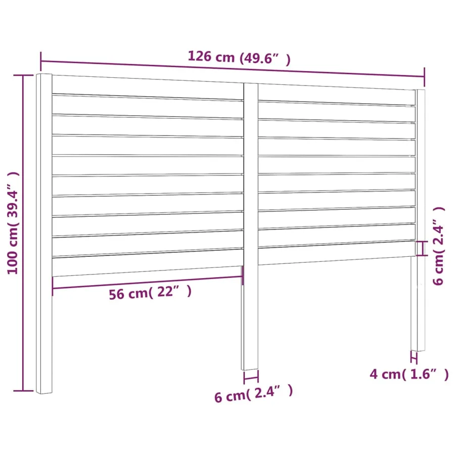 Tête de lit Gris 126x4x100 cm Bois massif de pin - 6