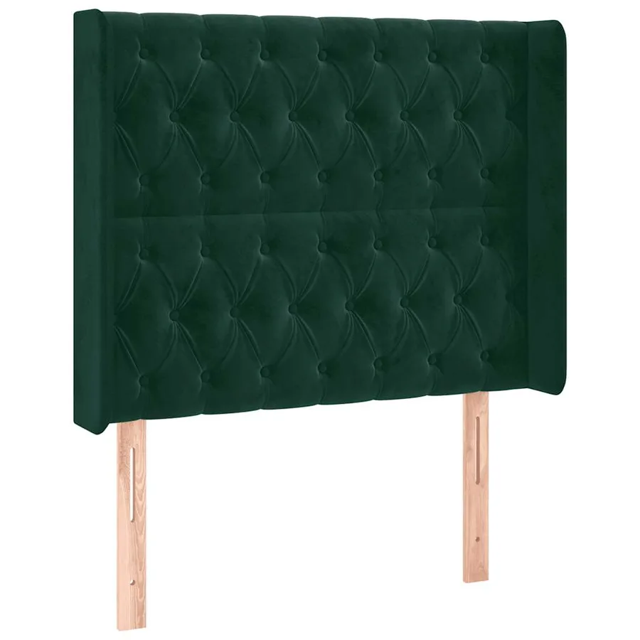 Tête de lit avec oreilles Vert foncé 103x16x118/128 cm Velours - 2
