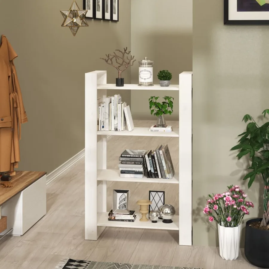 Bibliothèque/Séparateur de pièce Blanc 80x35x125 cm Pin massif