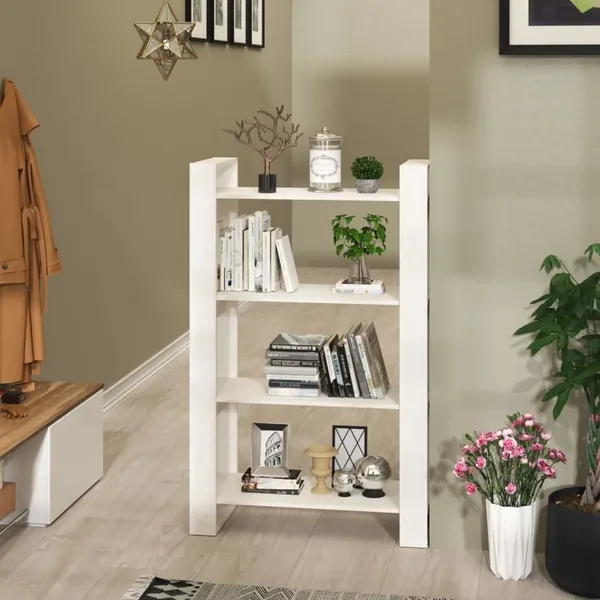 Bibliothèque/Séparateur de pièce Blanc 80x35x125 cm Pin massif