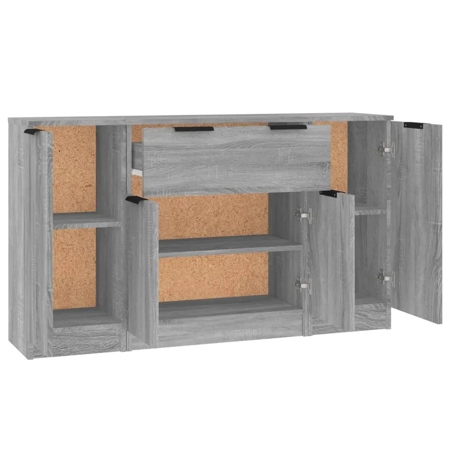 Buffets 3 pcs Sonoma gris Bois d'ingénierie - 6