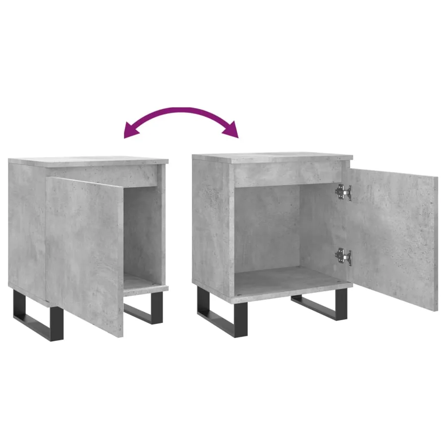 Tables de chevet 2 pcs gris béton 40x30x50 cm bois d'ingénierie - 9