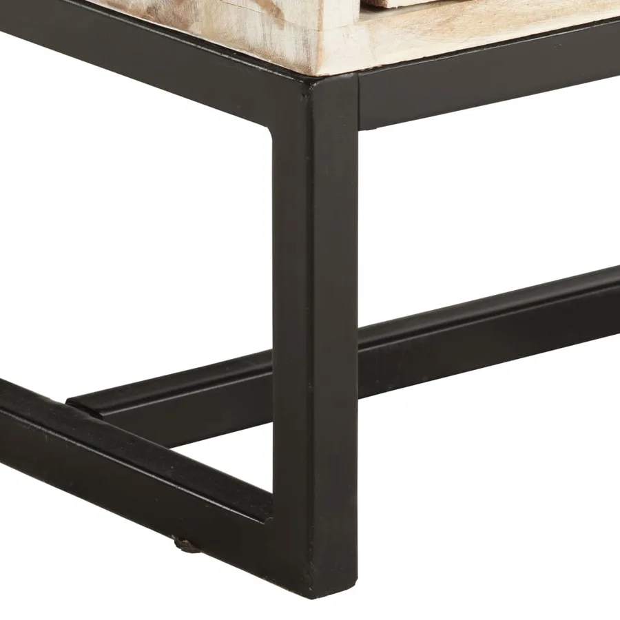 Meuble TV Blanc 140 x 30 x 45 cm Bois d'acacia massif - 5