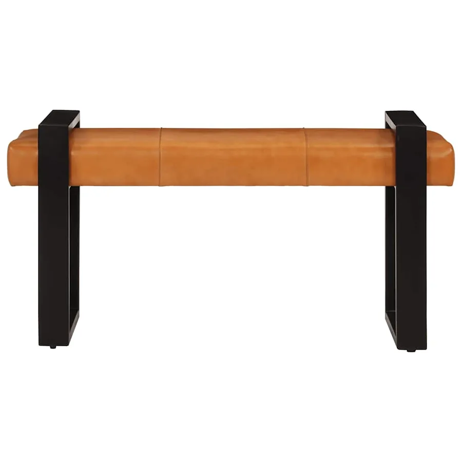 Banc Noir et marron 110 cm Cuir de chèvre véritable - 2