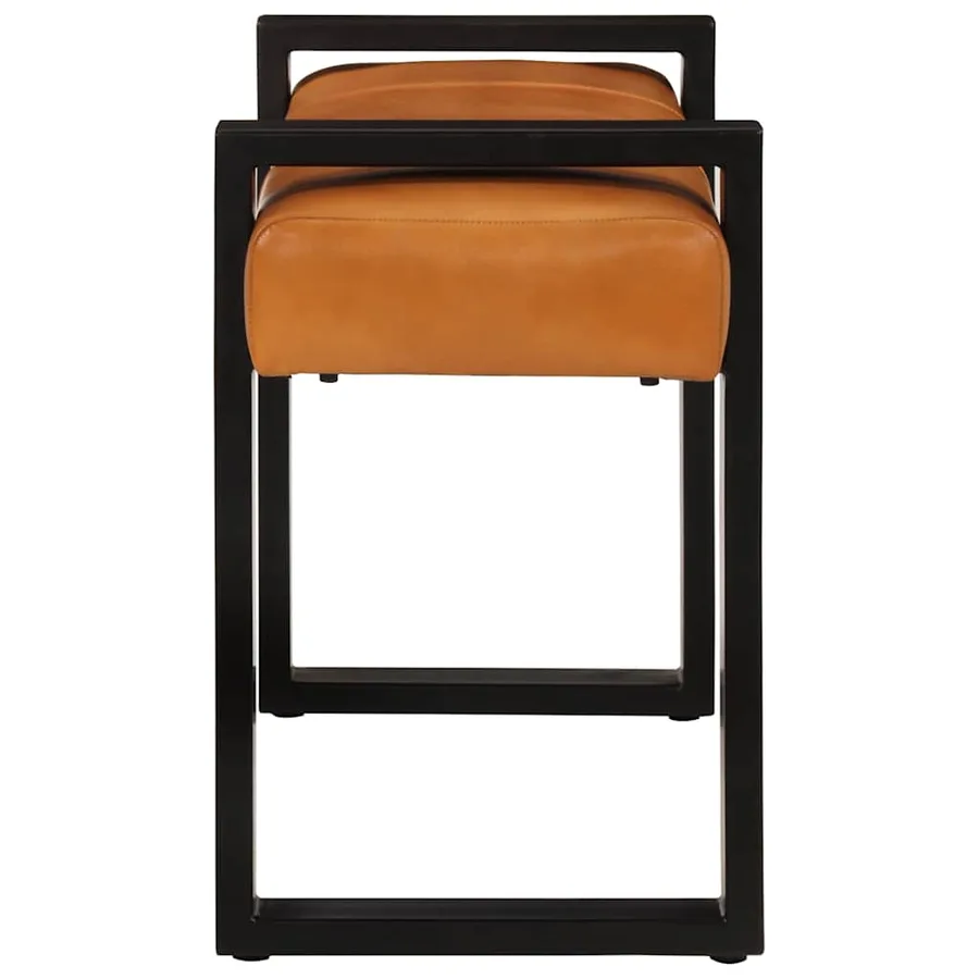 Banc Noir et marron 110 cm Cuir de chèvre véritable - 3