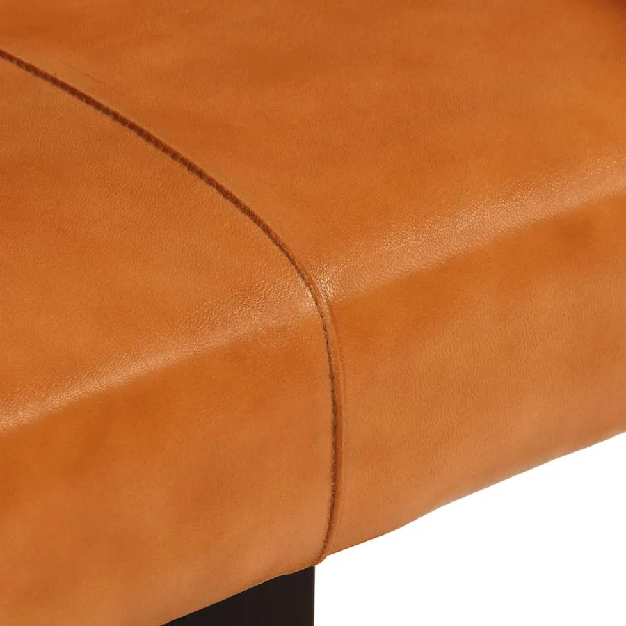 Banc Noir et marron 110 cm Cuir de chèvre véritable - 5
