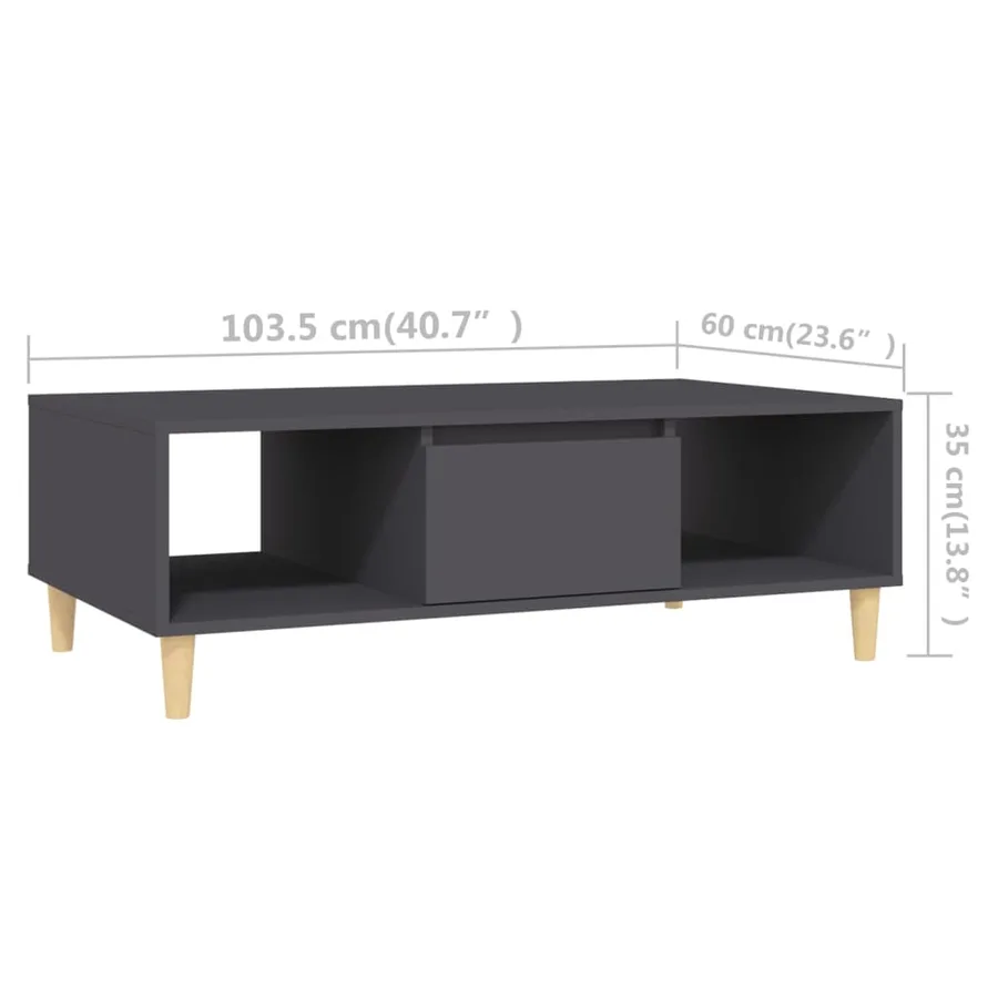 Table basse gris 103,5x60x35 cm bois d'ingénierie - 9