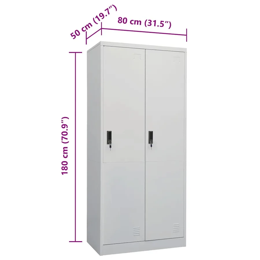 Garde-robe Gris clair 80x50x180 cm Acier - 10
