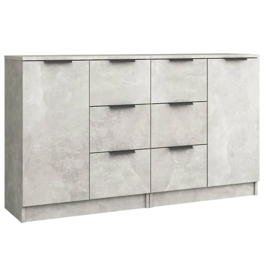 Buffets 2 pcs Gris béton 60x30x70 cm Bois d'ingénierie - 2