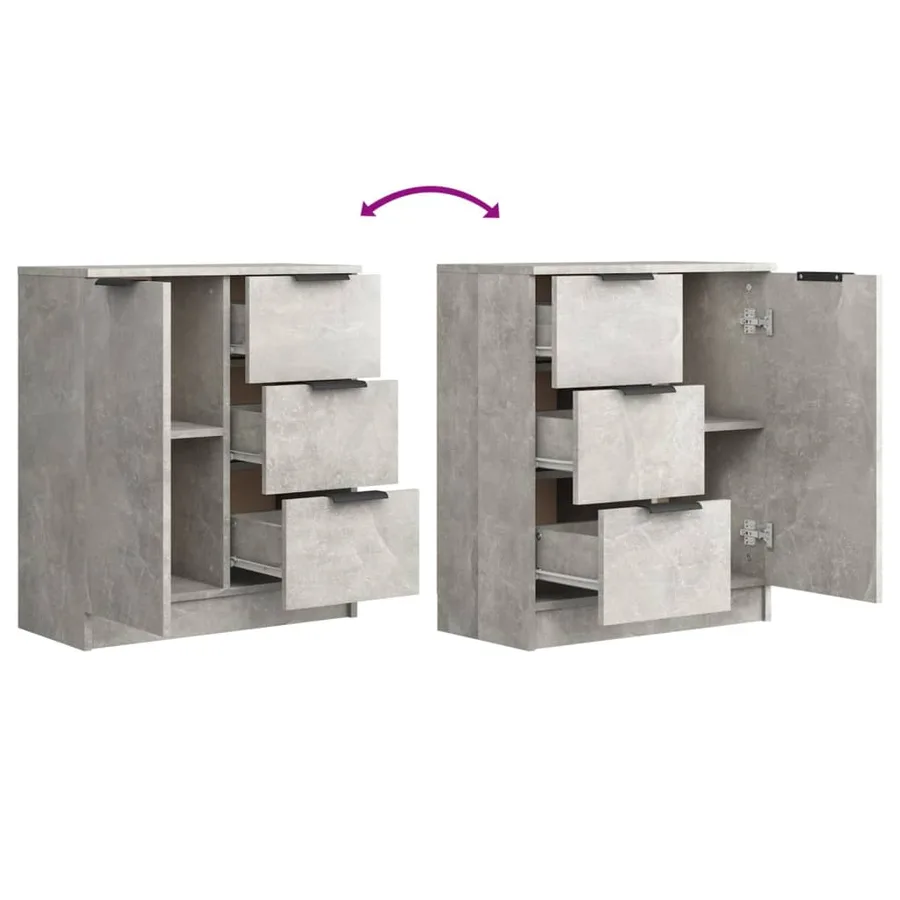 Buffets 2 pcs Gris béton 60x30x70 cm Bois d'ingénierie - 7