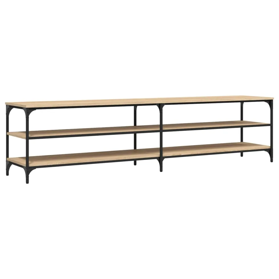 Meuble TV chêne sonoma 200x30x50 cm bois d'ingénierie et métal - 2