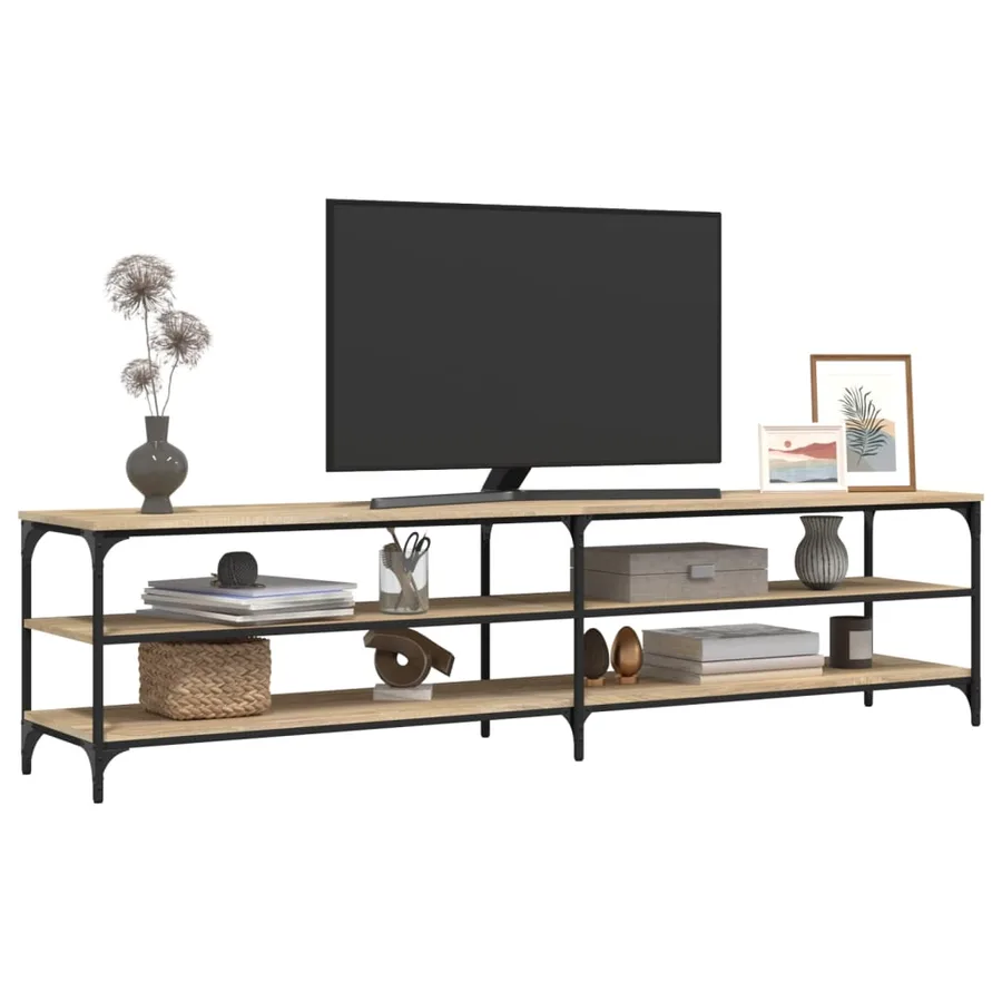 Meuble TV chêne sonoma 200x30x50 cm bois d'ingénierie et métal - 4