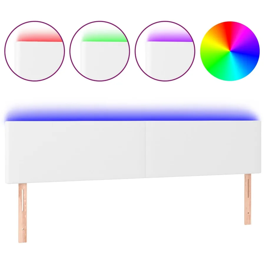Tête de lit à LED Blanc 180x5x78/88 cm Similicuir - 2