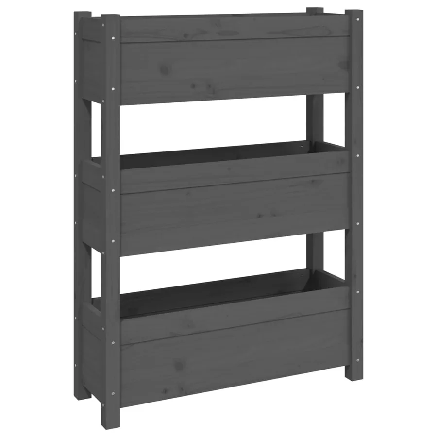 Jardinière Gris 77x25x104,5 cm Bois massif de pin - 2