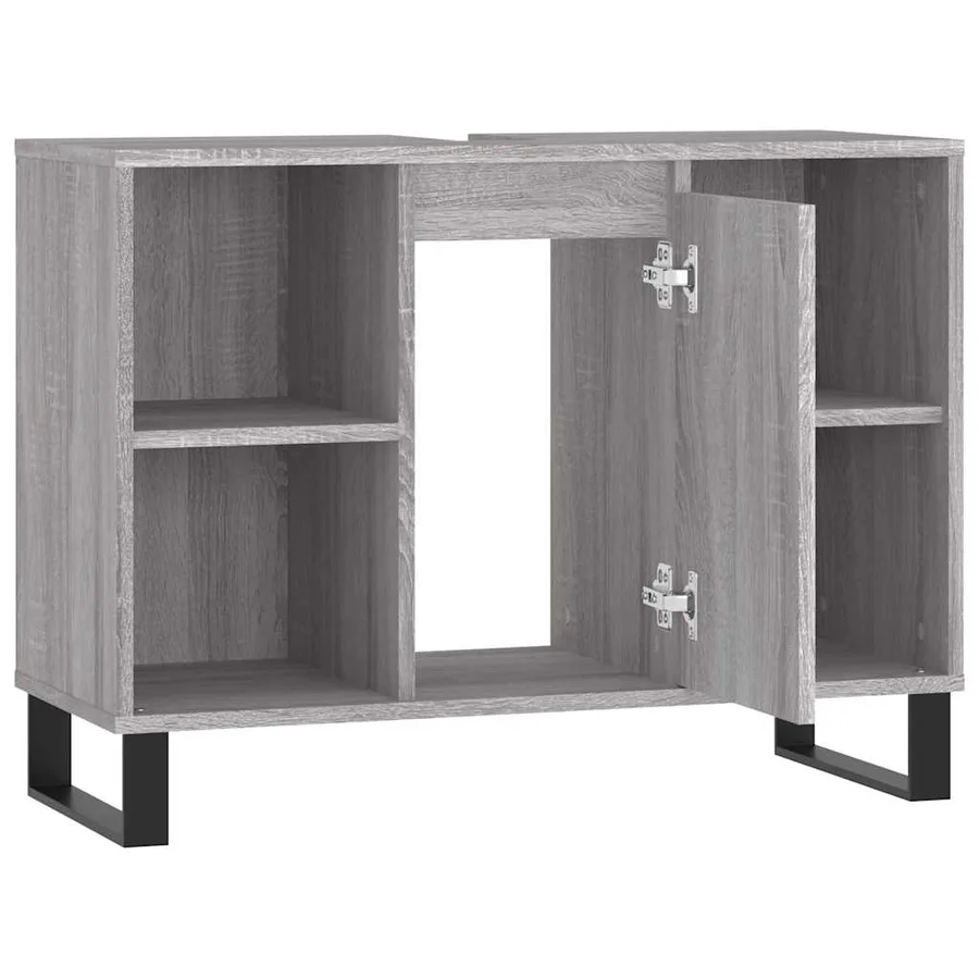Armoire salle de bain sonoma gris 80x33x60 cm bois d'ingénierie - 5